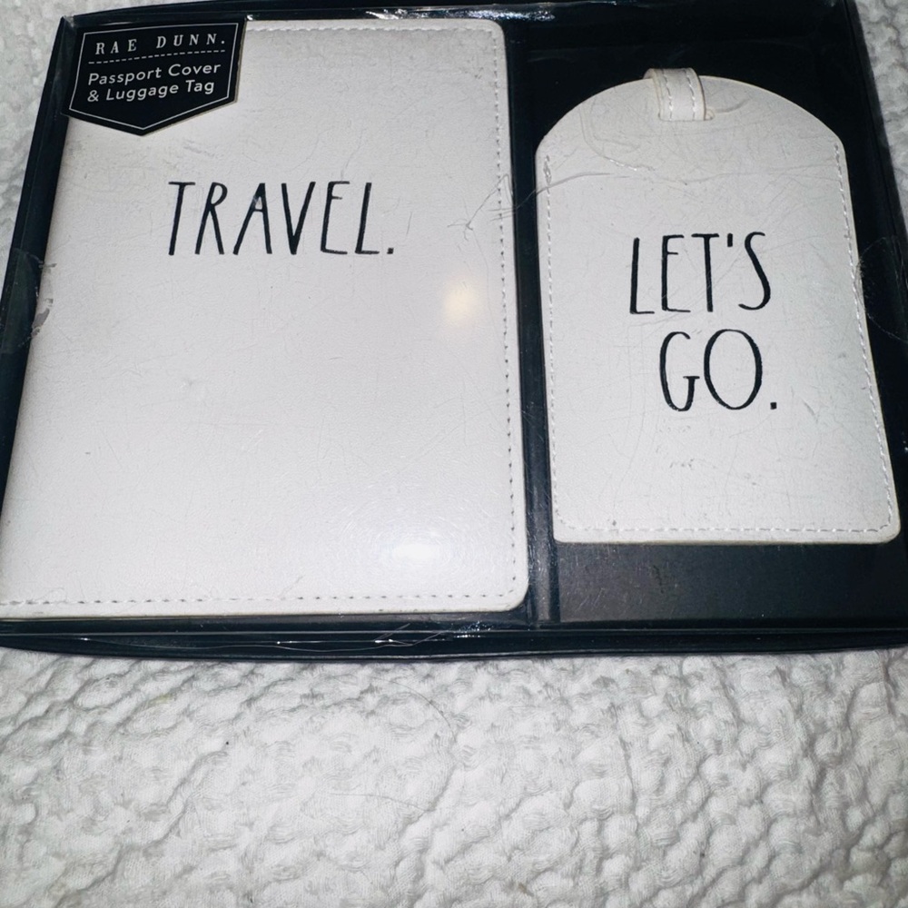 Rae Dunn Black Passport Cover and Luggage Tag Set